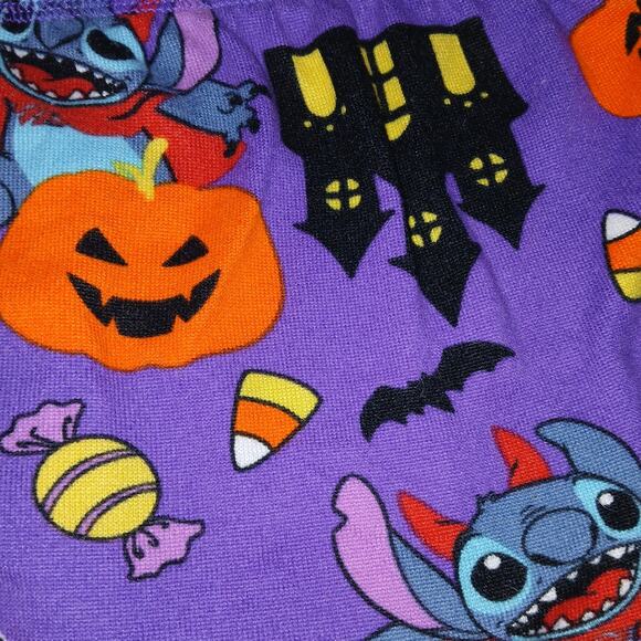 Disney Trick or Treat Purple Stitch PJ Shorts Halloween Pumpkin Cute Pajamas - Picture 4 of 5